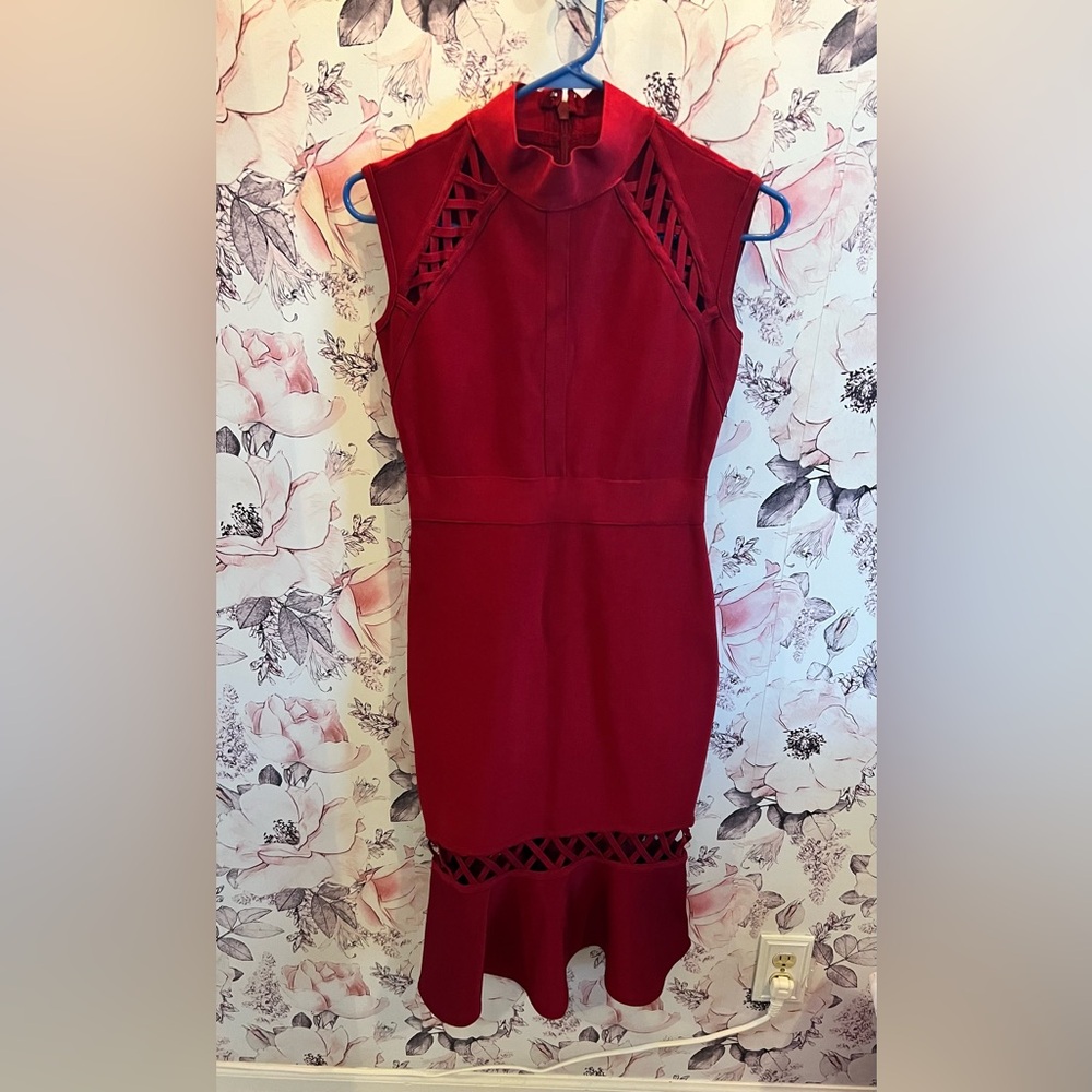 Size L Burgundy Scuba Dress w/cutouts
